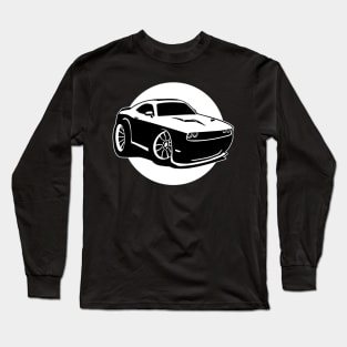 Modern American Muscle Car Cartoon Illustration Long Sleeve T-Shirt